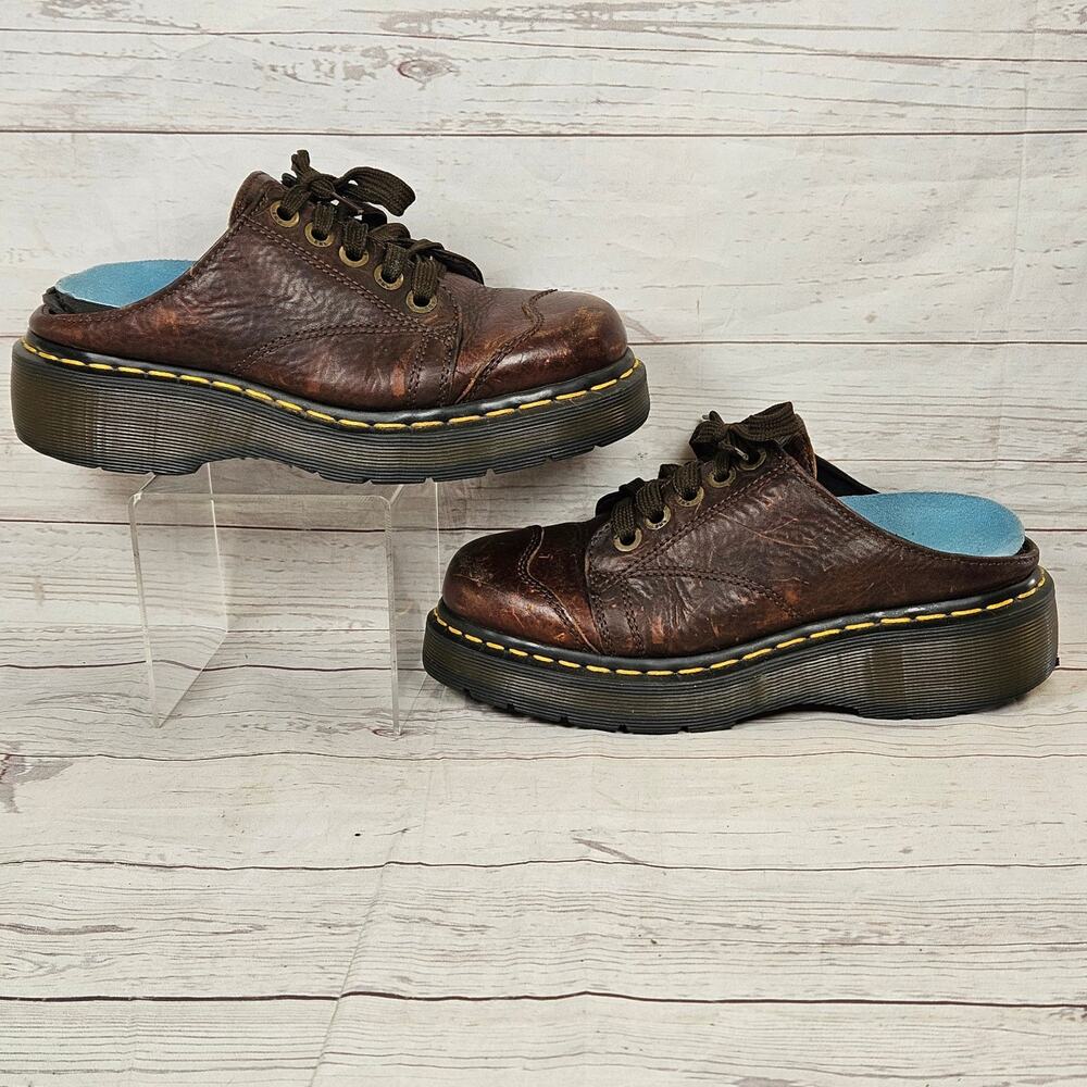 Vintage Dr. Martens 9936 Women's Brown Leather Lace Mules Clog Slip On US 5